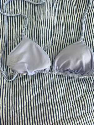 Hollister baby blue ribbed triangle bikini top thumbnail 2