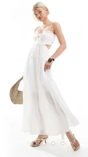 NWOT Ruffle Trim Tie Back Dress thumbnail 1