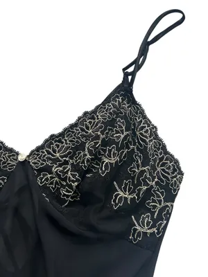 80s Sheer Chiffon Lace Slip Dress Midi Lingerie Sz M Romantic Soft Goth Coquette thumbnail 4