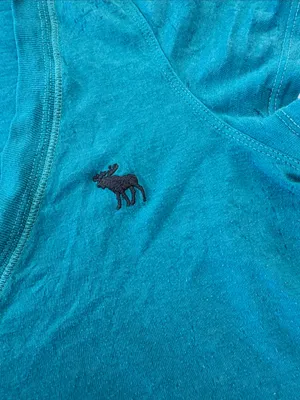Abercrombie & Fitch size small blue y2k burnout short sleeve V-Neck Tee thumbnail 3