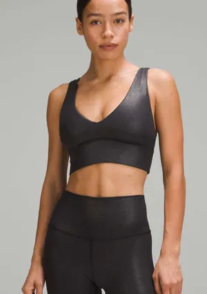 Lululemon Align Ribbed V-Neck Bra *Light Support, C/D Cup Shine Black thumbnail 1