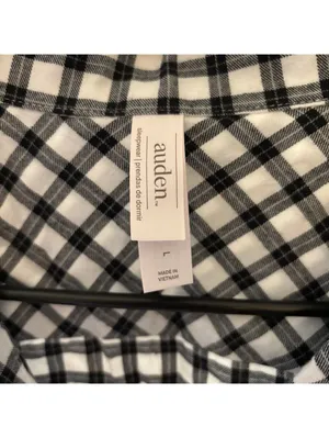 Auden NWT Women's Flannel Black White Checkered Top Shorts Pajama Set Size L thumbnail 6