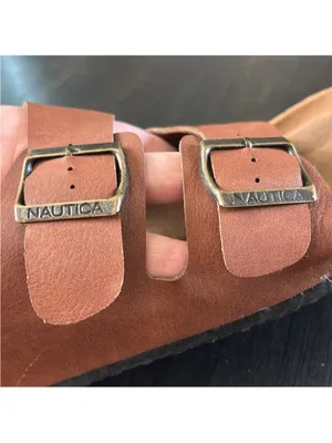 Nautica Tan Brown Double-Strap Buckle Slide Sandals thumbnail 6
