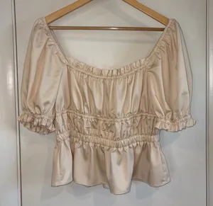 Antonio Melani Angel Sateen Short Sleeve Blouse. Medium. Color: Champagne. thumbnail 1