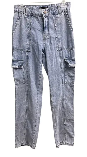 Sincerely Jules Cargo Jeans Size 3 Sz 25 Light Wash Denim thumbnail 1