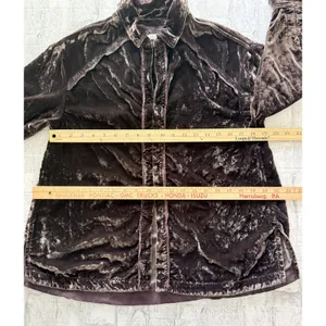Free People Marianne Velvet Shirt Midnight Brown Dark Academia Gothic Blouse XS thumbnail 7