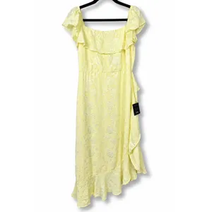 NEW Lulus Pretty Perfect Yellow Burnout Floral Off-the-Shoulder Midi Dress XXL thumbnail 5