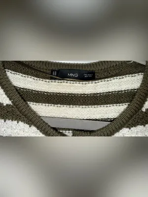 Mango jewels button stripped green and white cardigan size small thumbnail 4