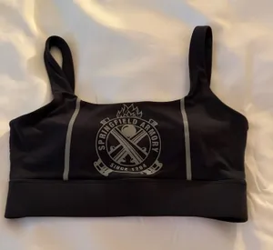 ALEXO ATHLETICA Women's M Black/Gray Logo Graphic Sports Bra Medium Support thumbnail 1