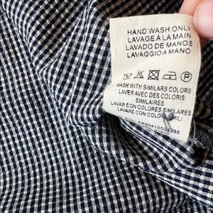NWT! FRNCH Paris Blue White Gingham Check Long Tie Sleeve Blouse M/L thumbnail 10
