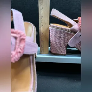 Lucky‎ Brand Yidris Platform Espadrille Heels Sandals Pink Size 9M Straw Buckle thumbnail 6