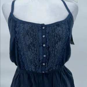 Abercrombie & Fitch Lace Front Cami Tank Navy Blue Size L thumbnail 4