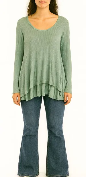 We The Free Size Medium Oversized Blue Thermal Top thumbnail 1