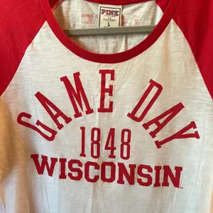 Victoria’s Secret PINK Wisconsin 3/4 spirit shirt-size L. thumbnail 2