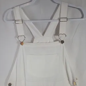 Stoney Clover Lane Target White Linen Blend Overalls with Gold Heart Hardware M thumbnail 4