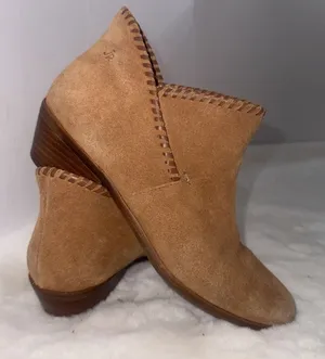 Jack Rogers Womens Suede Scalloped Trim Ankle Booties Brown Size 8.5 thumbnail 1