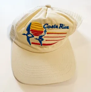 Free People Cream Trucker Hat with Blue, Yellow and Red Embroidery thumbnail 1