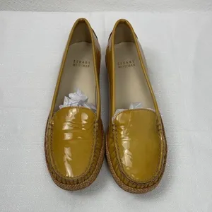 Stuart Weitzman Yellow Patent Leather Loafer Flats Braided Sole Women's 7 thumbnail 3