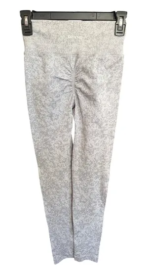 DFYNE‎ High Waisted Ribbed Leggings Gray Abstract Print Cheetah Like Size Small thumbnail 1