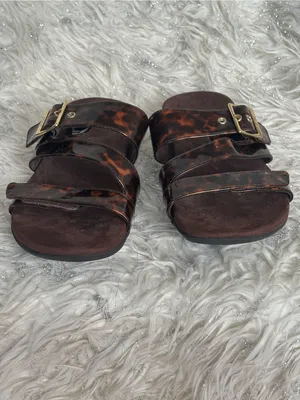 Vionic Women’s Brown Adjustable Triple-Strap Slide Sandals Gold Buckle Size 9USA thumbnail 7