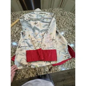 Peony Chinese Vintage‎ Satin Quilted Reversible Jacket Blue & Cream Floral Print thumbnail 15