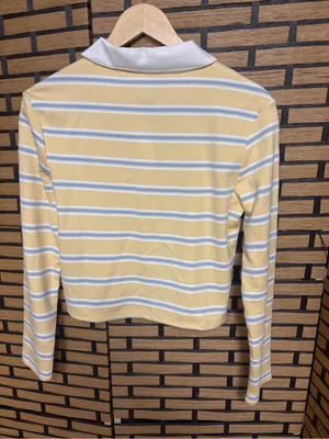 Bailey 44 yellow stripe long sleeve crop polo size XS thumbnail 2