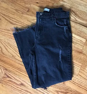 Abercrombie 90’s Straight Black Distressed Jeans thumbnail 1