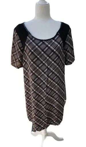 Le Lis Faux‎ Leather Trim Black and Tan plaid shift dress Size M​​​ thumbnail 1