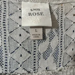 Knox Rose Top Womens Large Gray Waffle Knit Boho Stretch Blouse Ladies thumbnail 7