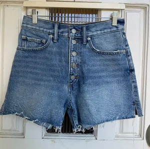 Lucky Brand Traveler High Rise Button Fly Denim Shorts Medium Wash Blue Size 27 thumbnail 1