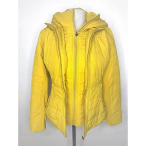 Lululemon Fluff Off Puffer Jacket Yellow Primaloft Hooded Quilted Coat Size 6 thumbnail 2