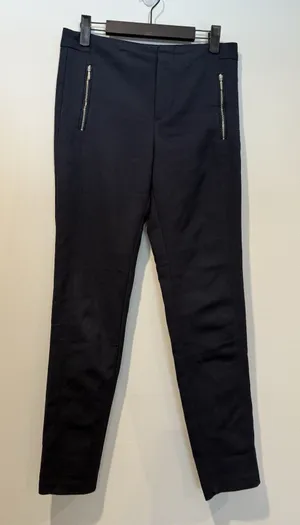 Zara Dress Pants Women XS Navy Work Office Career Cotton Stretch Travel Business thumbnail 1