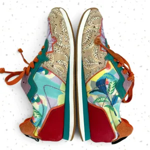 Farm Rio Sneakers Mixed Print Colorful Bright Retro Casual Comfort Shoes Size 38 thumbnail 4