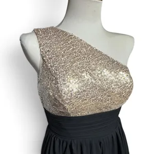 Loyeloy One Shoulder Sequin Gown Gold Black 4 thumbnail 2