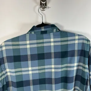 Free People Loveland Plaid‎ Button Down Shirt Blue Rayon Cotton Tunic Sz XS Boho thumbnail 7