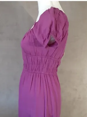 Sim & Sam Midi Linen Blend Milkmaid Peasant Midi Dress - Size Medium thumbnail 6