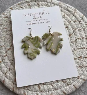 Handmade Polymer Clay Earrings Green thumbnail 1