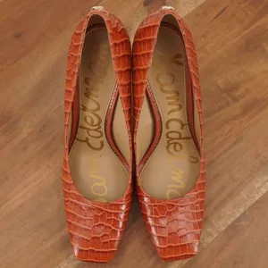 Sam Edelman Beth Cinnamon Croc Embossed Leather Square Toe Stiletto Heels 8 thumbnail 11