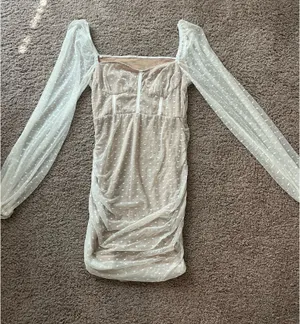 White polka dot mini dress Tan thumbnail 1