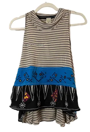 We The‎ Free Womens Blue Embroidered North South Tank Top Sleeveless Sz S-flawed thumbnail 1