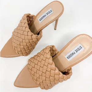 NWOT Steve Madden Women's Braided Pointed Toe Slide Heels Tan Size 7.5 thumbnail 2