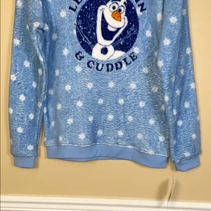 NWT Disney Frozen Women's Olaf Cuddle Fleece Soft Cozy Blue White Sweater thumbnail 3