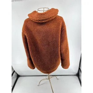 Anthropologie Elodie Faux Sherpa Teddy Coat Oversized Rust Size Medium Pockets thumbnail 11