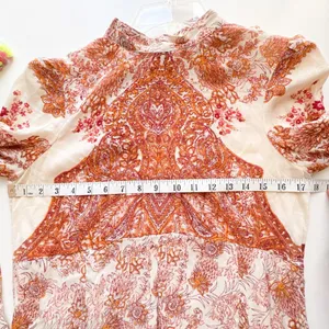 FREE PEOPLE Lady Luck Bell Sleeve Print Tunic or Mini Dress In Ivory Size XS thumbnail 9