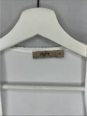Night Satin Feather Trim Robe White Size 14 thumbnail 3
