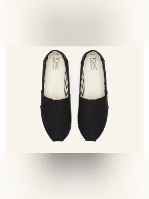 Toms Black Slip-On Canvas Shoes Size 5.5 Wide thumbnail 3