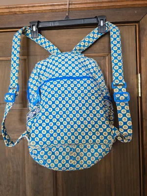 Vera Bradley Blue/Cream Floral Medallion Backpack Riviera Blue Retired Pattern thumbnail 3