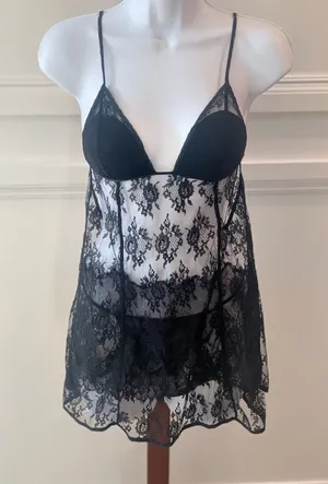 Victorias Secret Lace Intimates Sleepwear Size M Black thumbnail 1