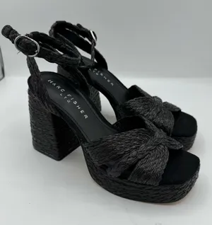 Marc Fisher Janie Braided Ankle-Strap Platform Sandals‎ in black size 6 coastal thumbnail 1