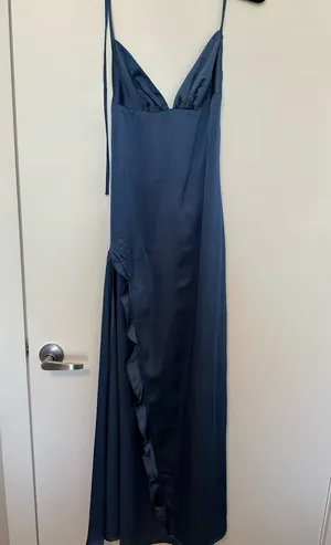 Satin Ruffle Maxi Dress Lucy in the Sky thumbnail 3